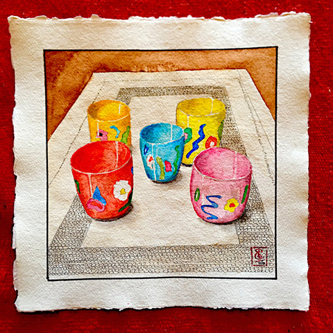 68  Hand blown Murano glass tumblers 2018 (No.42) Framed